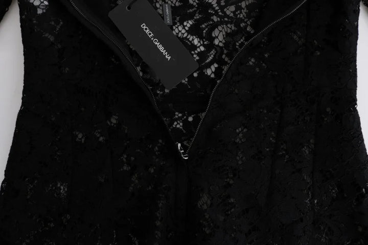Dolce &amp; Gabbana Black Floral Lace Chamomile Sicily Dress