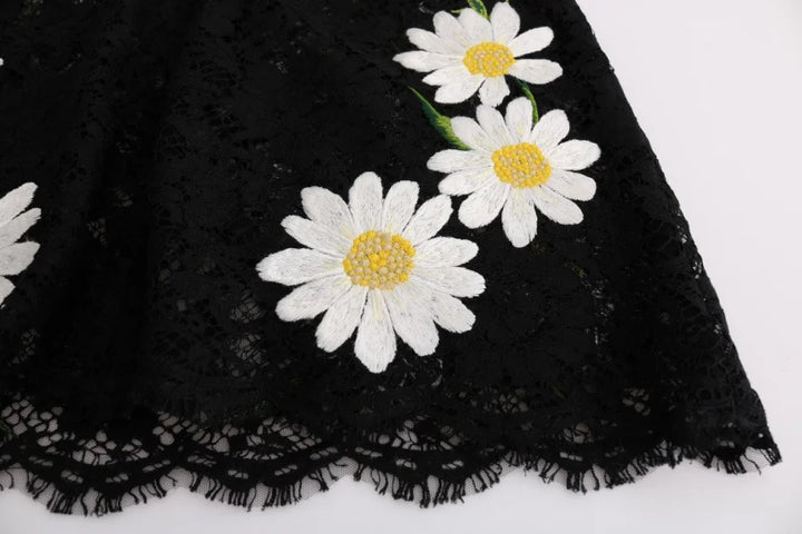 Dolce &amp; Gabbana Black Floral Lace Chamomile Sicily Dress