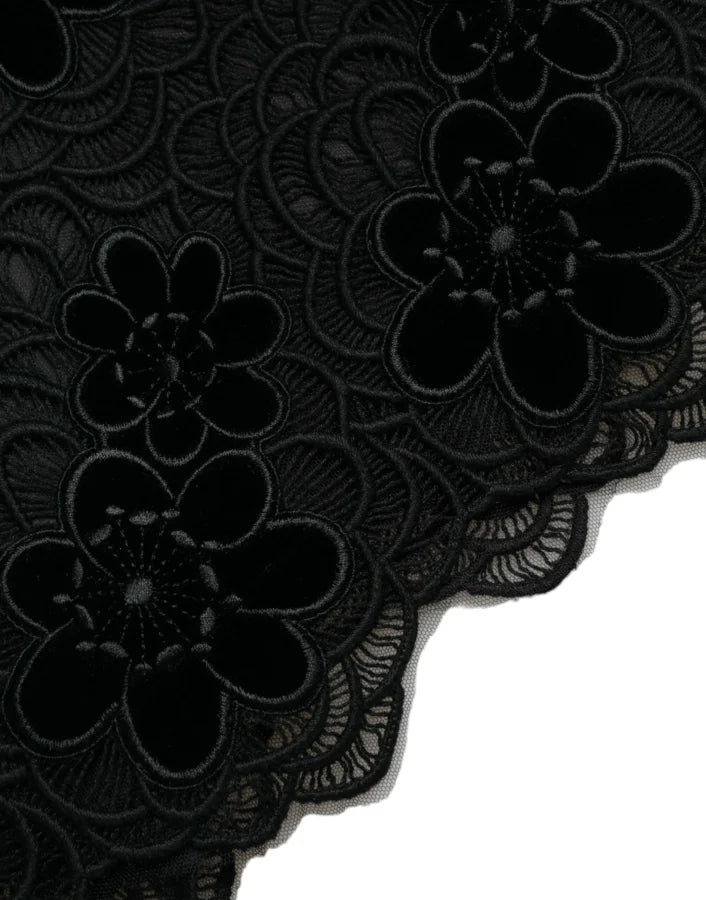 Dolce &amp; Gabbana Black Floral Lace Cotton Bodycon Dress