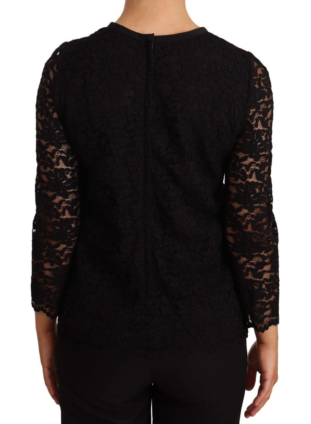 Dolce &amp; Gabbana - Black Floral Lace Nylon Blouse Top