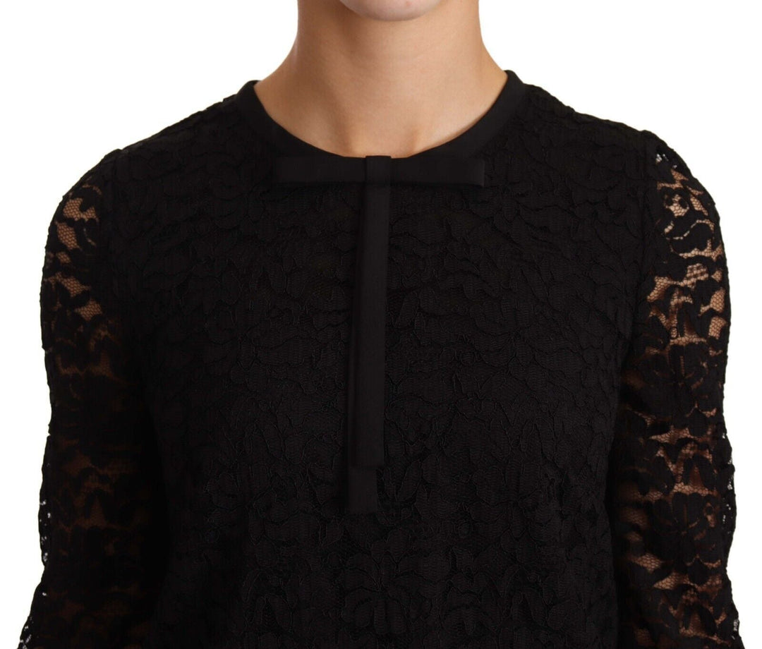Dolce &amp; Gabbana - Black Floral Lace Nylon Blouse Top