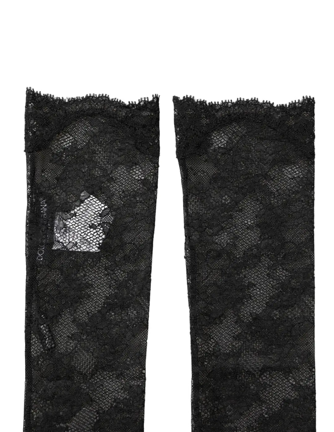 Dolce &amp; Gabbana Black Floral Lace Nylon Stretch Knee Socks