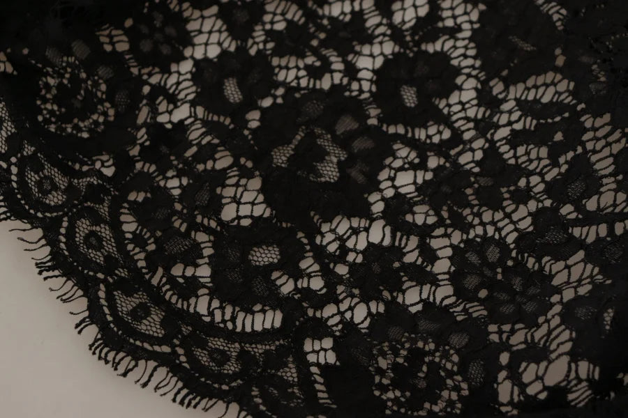 Dolce &amp; Gabbana Black Floral Lace Pullover Sicily Blouse