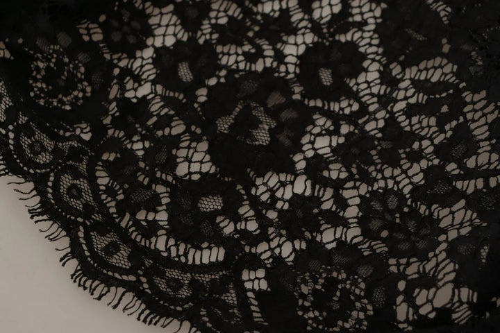 Dolce &amp; Gabbana Black Floral Lace Pullover Sicily Blouse