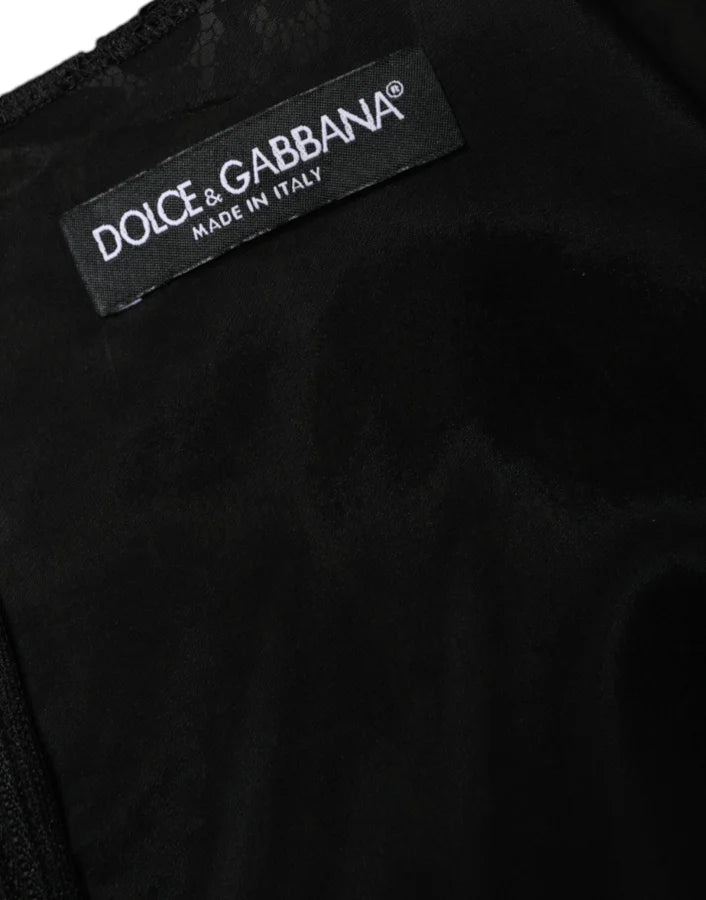 Dolce &amp; Gabbana Black Floral Lace Sheath Sleeveless Mini Dress