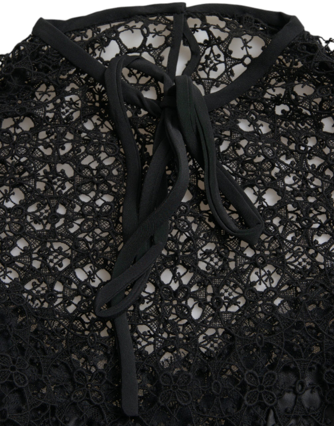 Dolce &amp; Gabbana - Black Floral Lace Short Sleeves Blouse Top
