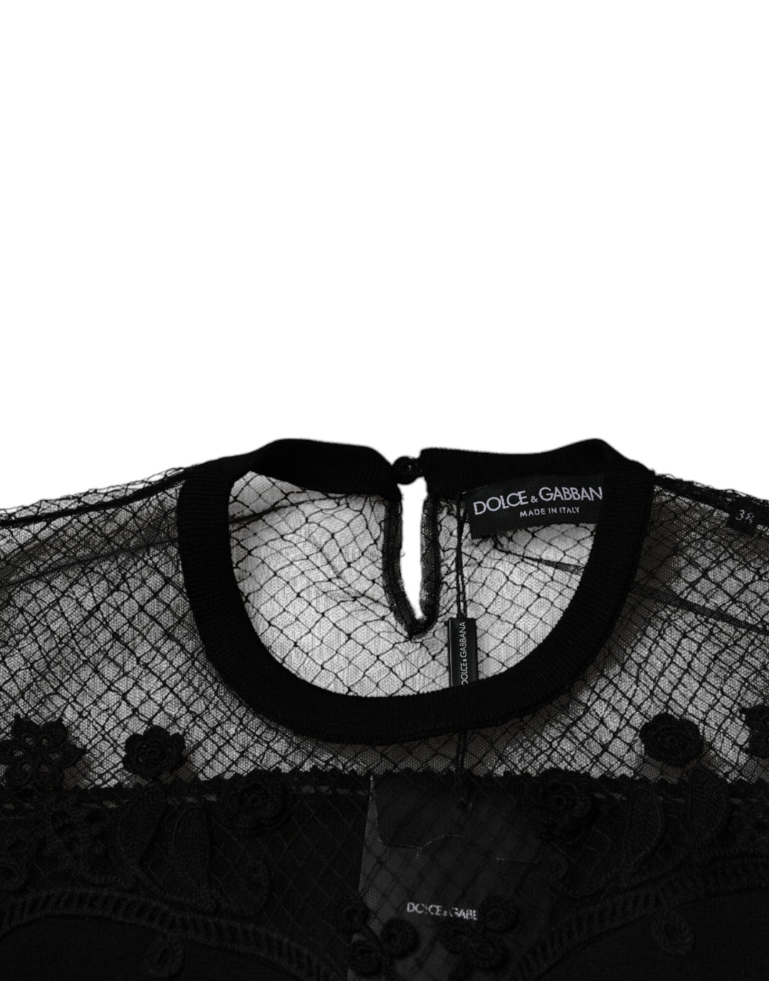 Dolce &amp; Gabbana Blouses - Women’s Black Floral Lace Short Sleeves Blouse Top