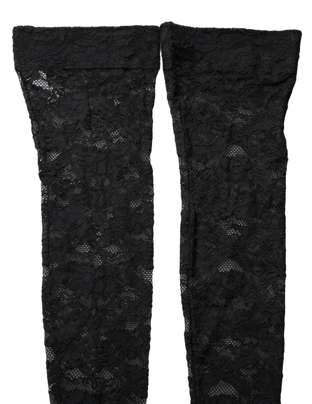 Dolce &amp; Gabbana Black Floral Lace Thigh High Stockings Socks