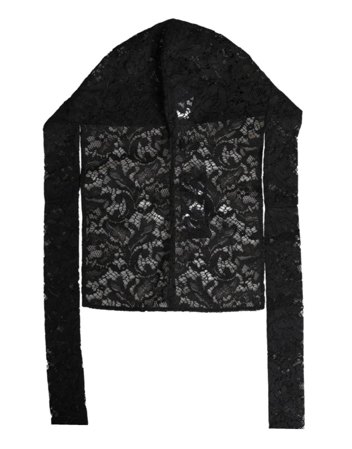Dolce &amp; Gabbana Black Floral Lace Whole Head Wrap Hat