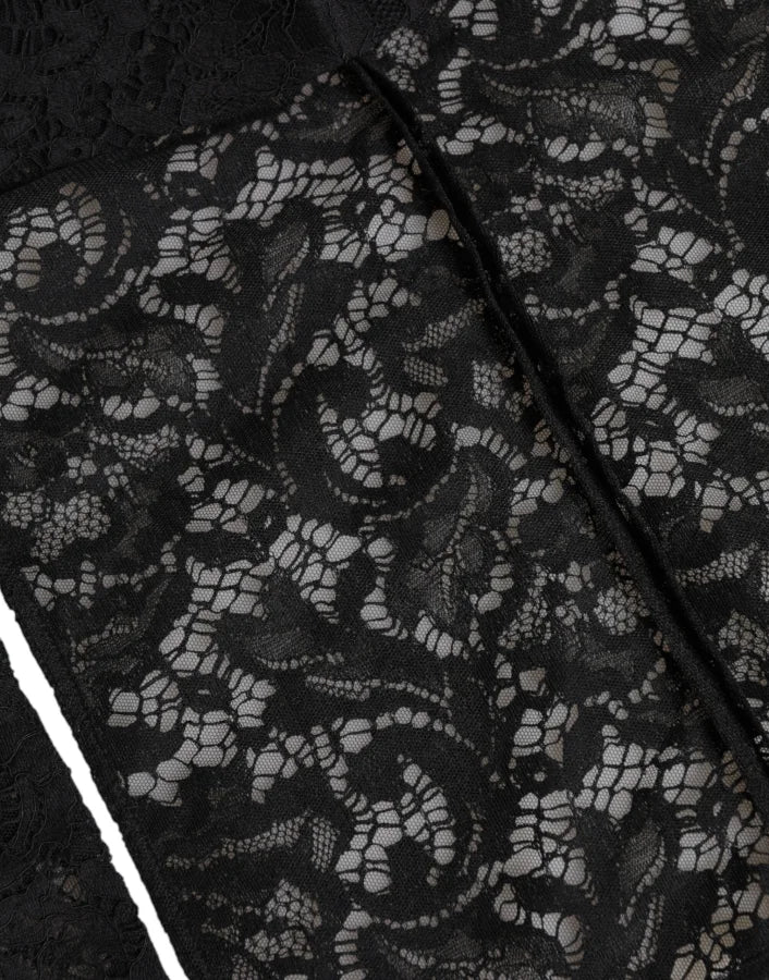 Dolce &amp; Gabbana Black Floral Lace Whole Head Wrap Hat