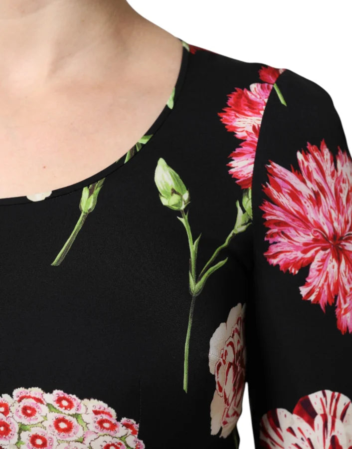 Dolce &amp; Gabbana Black Floral Long Sleeve Women Blouse Top