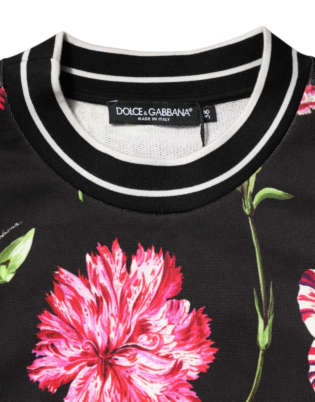 Dolce &amp; Gabbana Blouses - Women’s Black Floral Print Cotton Short Sleeves Top