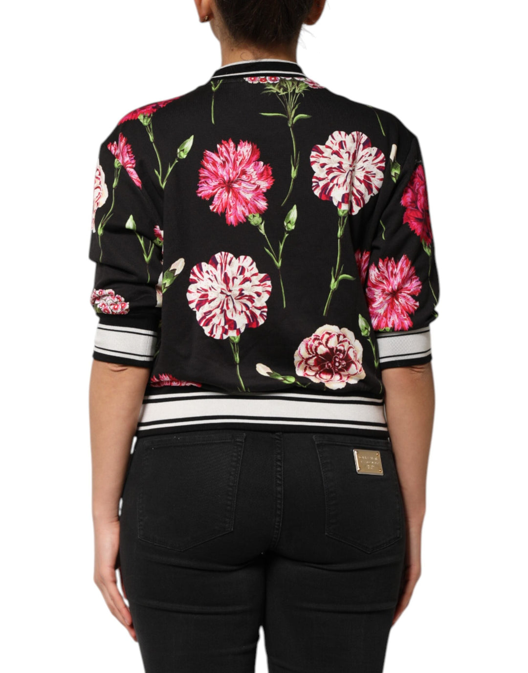 Dolce &amp; Gabbana Blouses - Women’s Black Floral Print Cotton Short Sleeves Top
