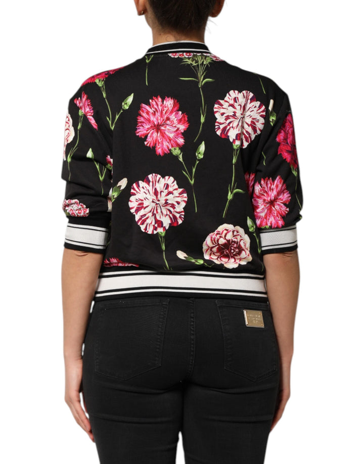Dolce &amp; Gabbana Blouses - Women’s Black Floral Print Cotton Short Sleeves Top