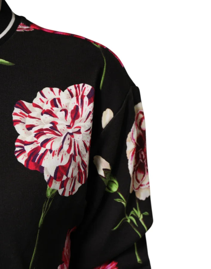 Dolce &amp; Gabbana Black Floral Print Cotton Short Sleeves Top