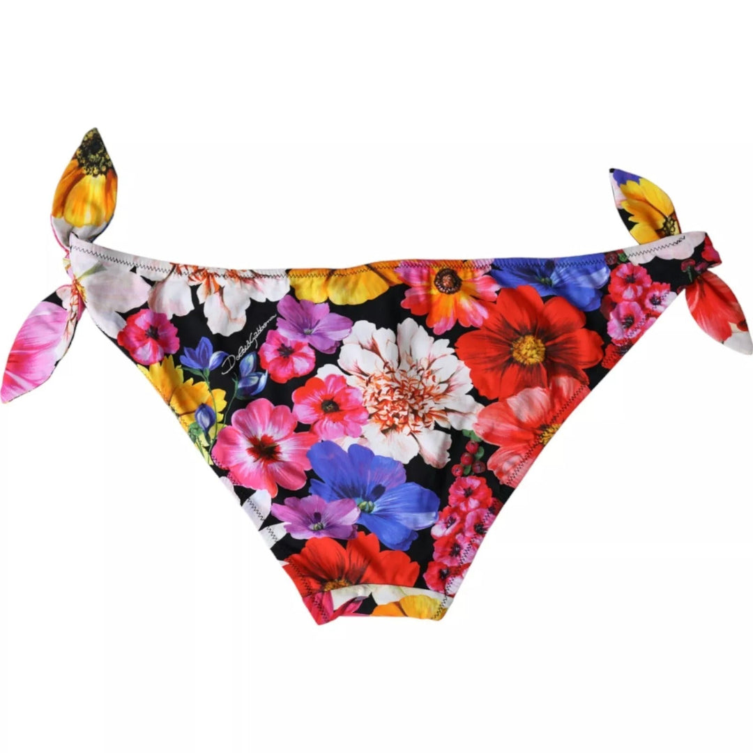Dolce &amp; Gabbana Black Floral Print Swimsuit Bikini Bottom Swimwear - Women’s Classic Bikinis