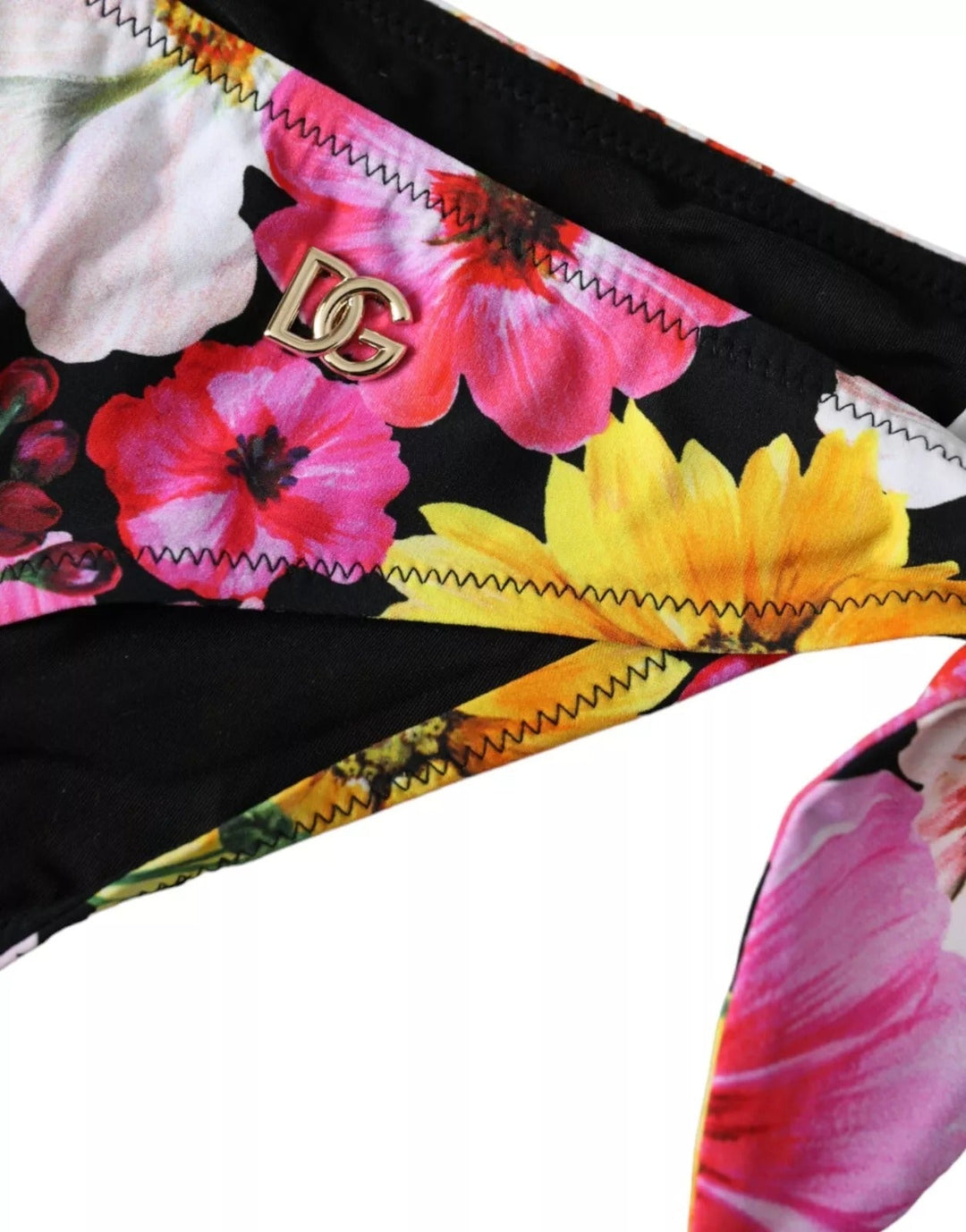 Dolce &amp; Gabbana Black Floral Print Swimsuit Bikini Bottom Swimwear - Women’s Classic Bikinis
