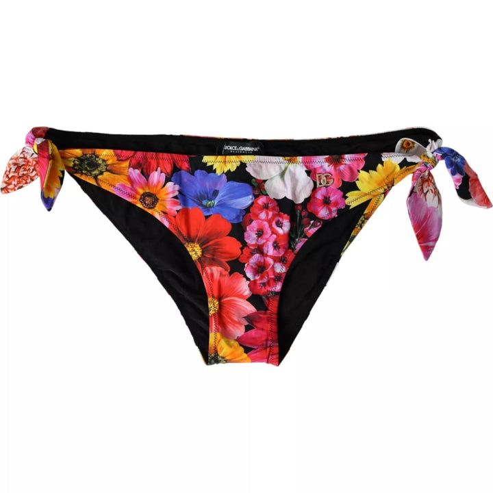 Dolce &amp; Gabbana Black Floral Print Swimsuit Bikini Bottom Swimwear - Women’s Classic Bikinis
