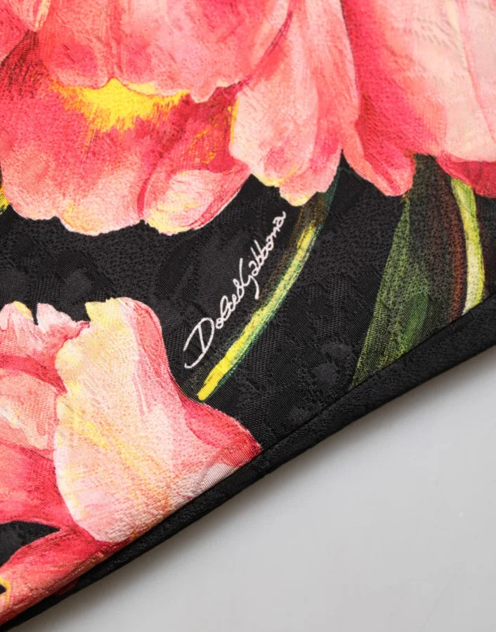 Dolce &amp; Gabbana Black Floral Print Viscose A-line Mini Dress