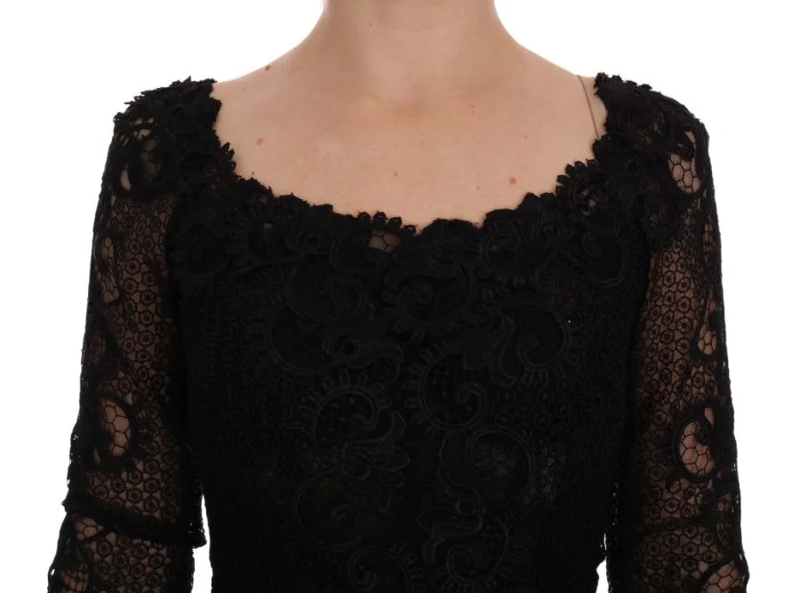 Dolce &amp; Gabbana Black Floral Sheath Dress