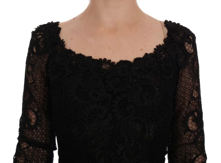 Dolce &amp; Gabbana Black Floral Sheath Dress