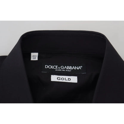 Dolce & Gabbana Black Floral Shirt with Long Sleeves and Embroidery