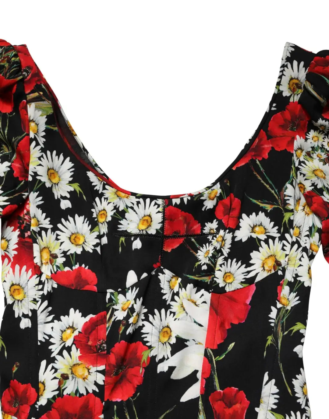 Dolce &amp; Gabbana Black Floral Silk Long Sleeves Gown Dress