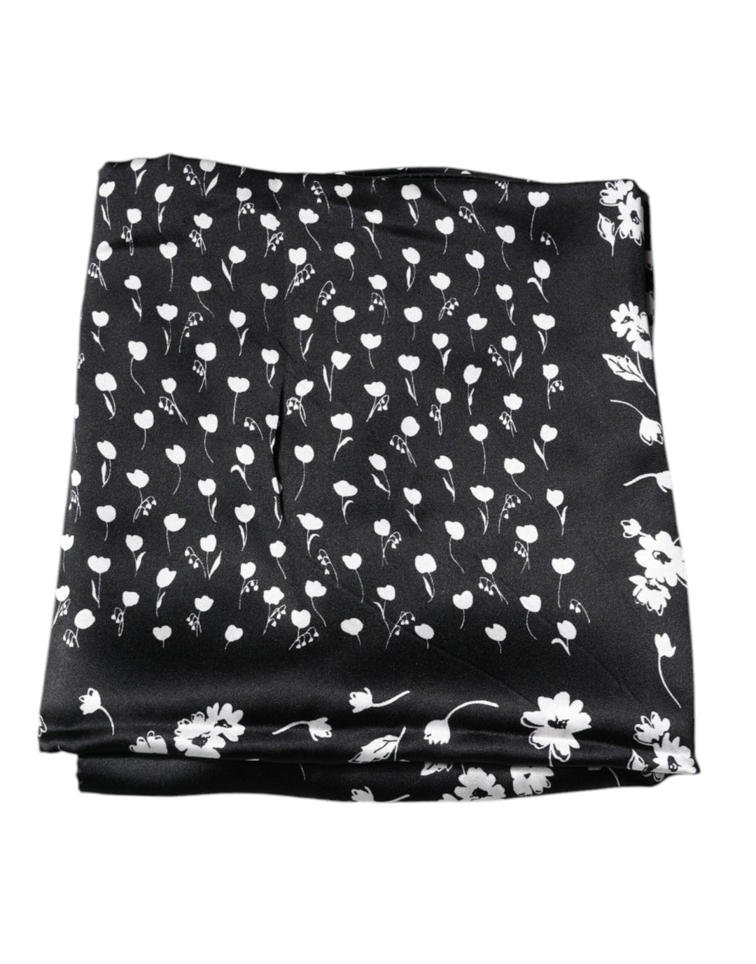 Dolce &amp; Gabbana Black Floral Silk Square Wrap Shawl Scarf