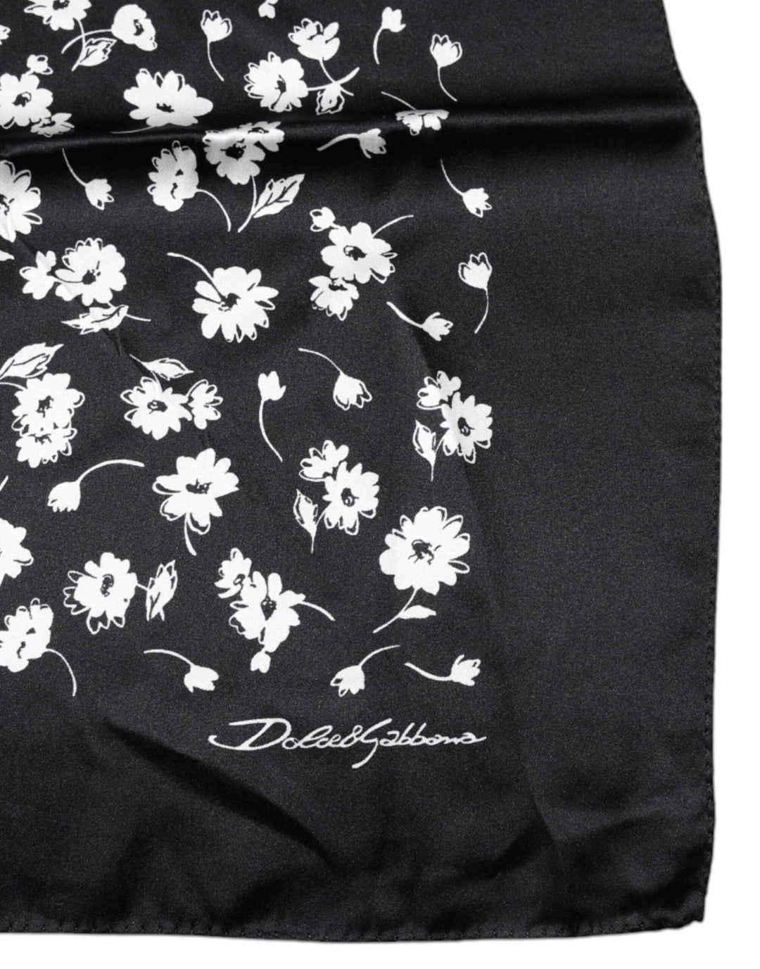 Dolce &amp; Gabbana Black Floral Silk Square Wrap Shawl Scarf