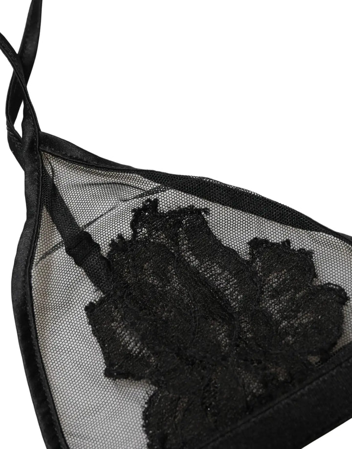 Dolce &amp; Gabbana Black Floral Soft Cup Triangle Bra Underwear