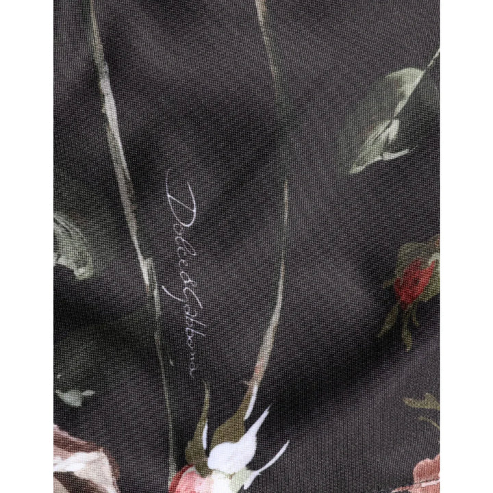 Dolce &amp; Gabbana Black Floral Straight-Leg Chino Trouser Pants