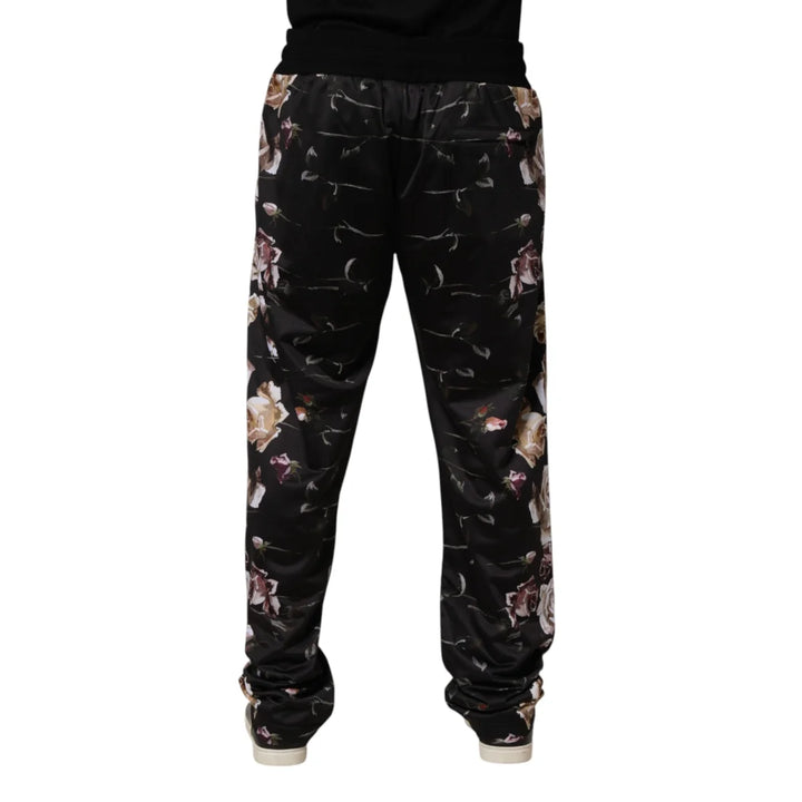 Dolce &amp; Gabbana Black Floral Straight-Leg Chino Trouser Pants