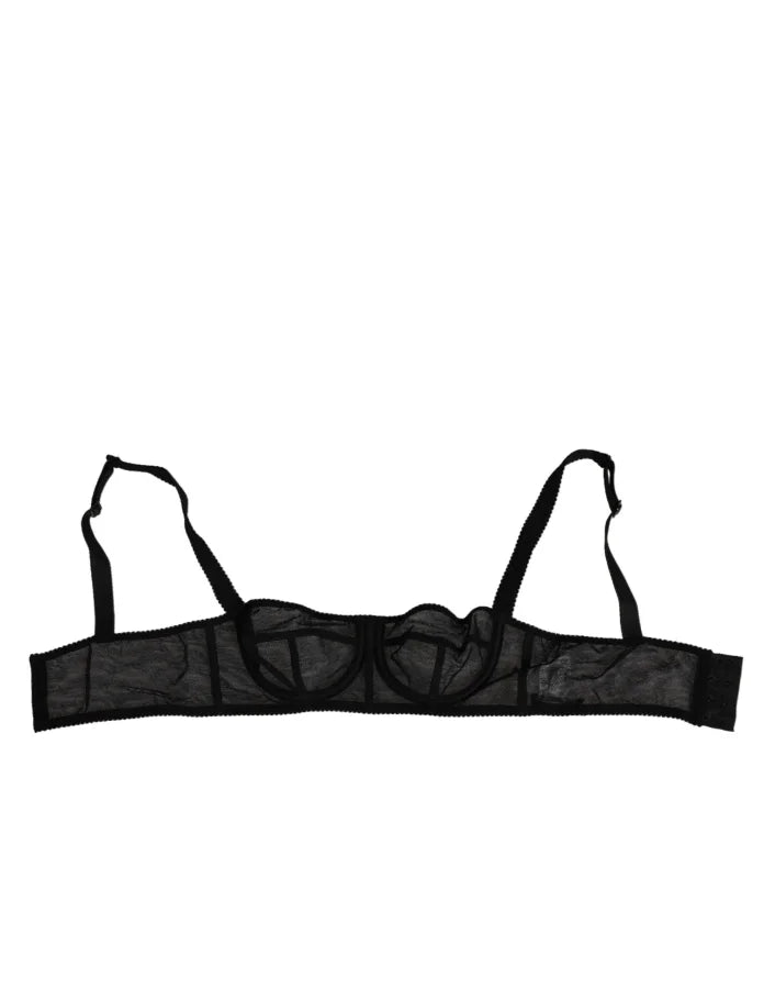 Dolce &amp; Gabbana Black Floral Underwired Balconette Bra Underwear