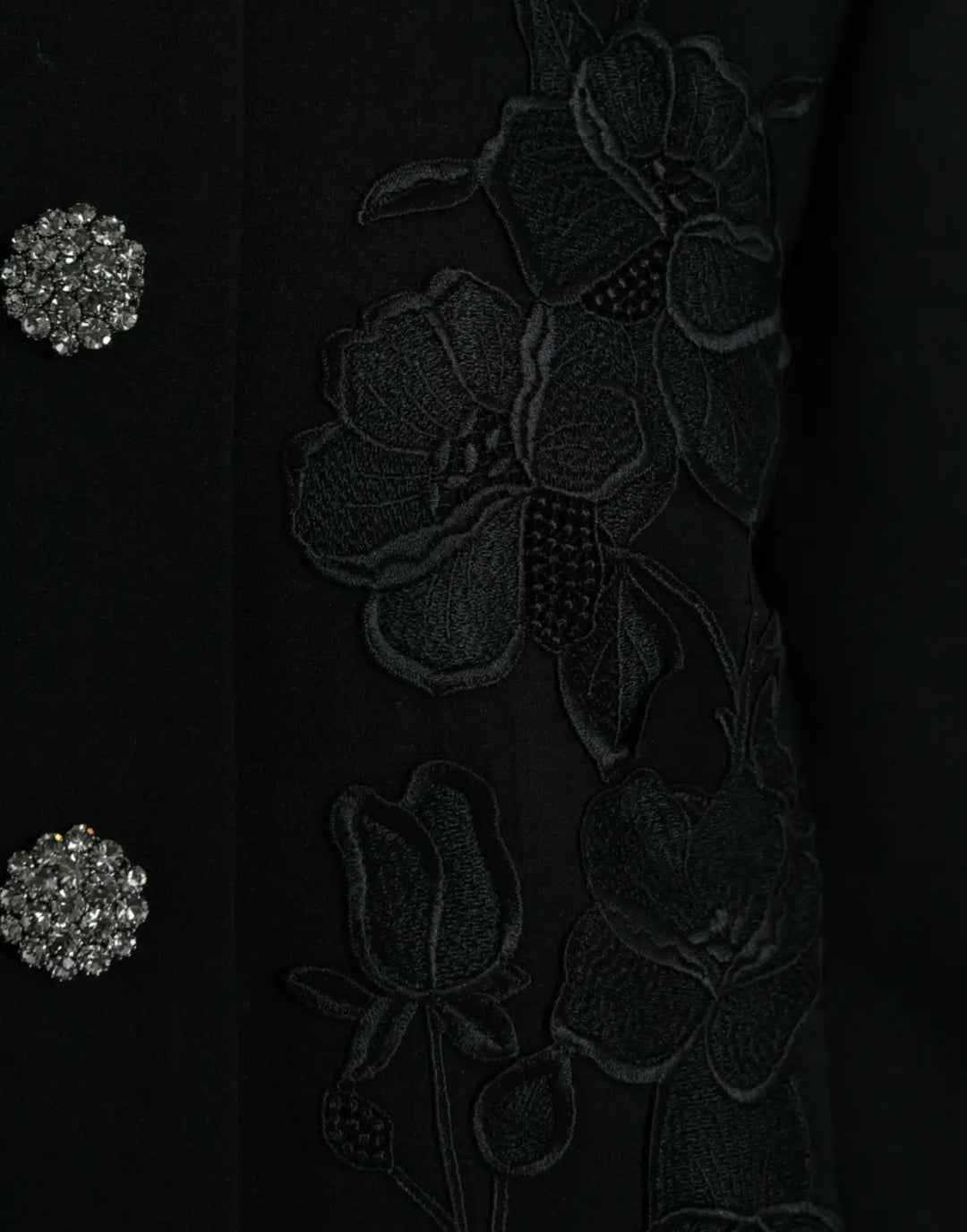 Dolce &amp; Gabbana Black Floral Wool Button Embellished Jacket