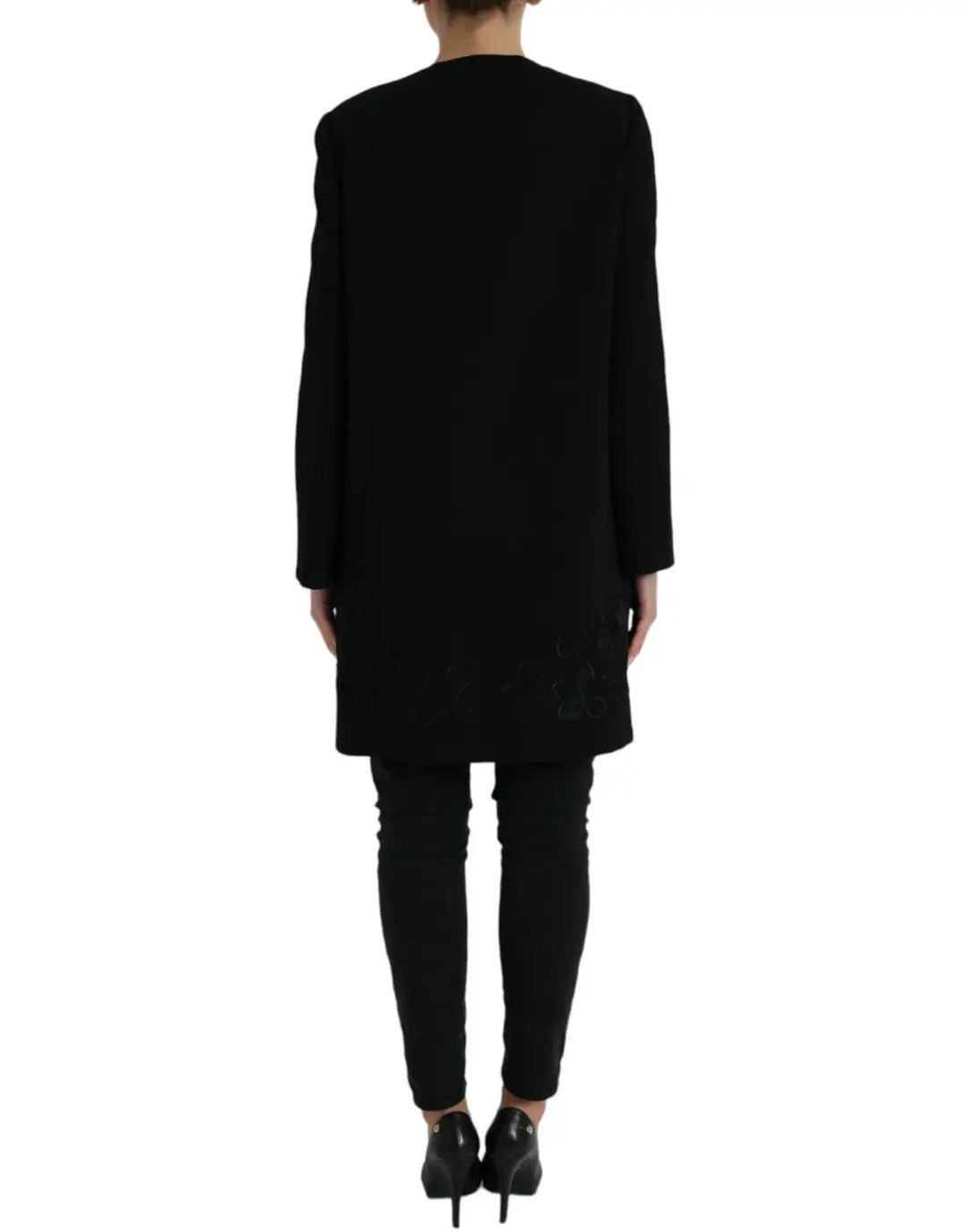 Dolce &amp; Gabbana Black Floral Wool Button Embellished Jacket