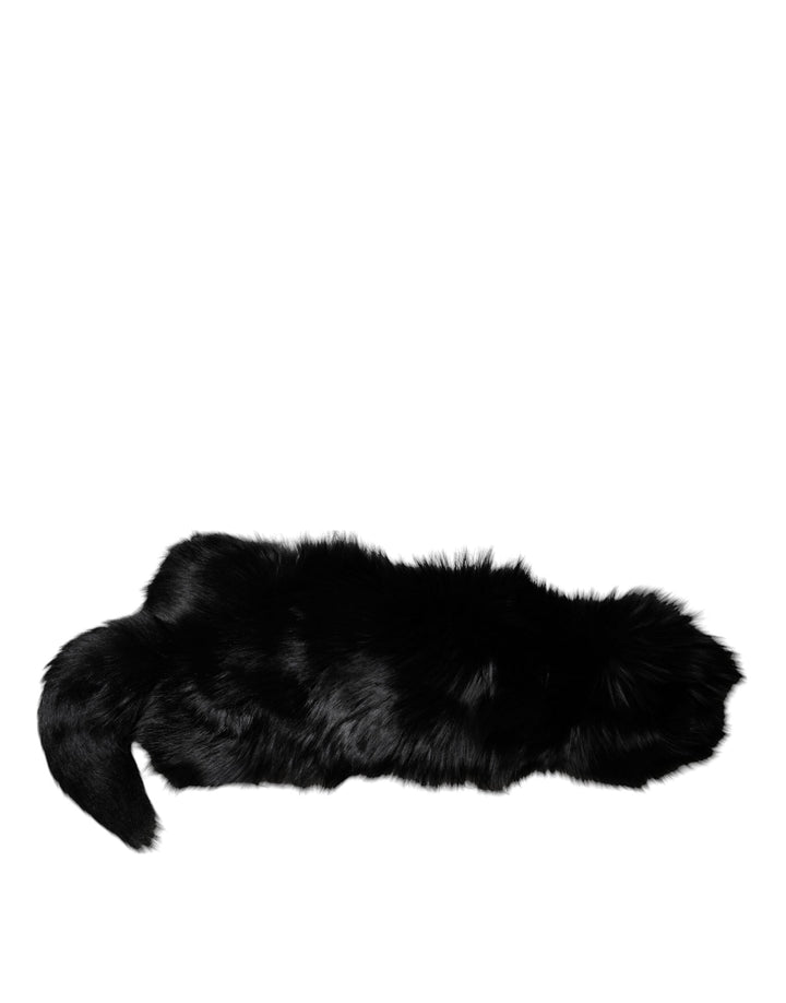 Dolce &amp; Gabbana Black Fox Fur Neck Wrap Warmer Winter Scarf