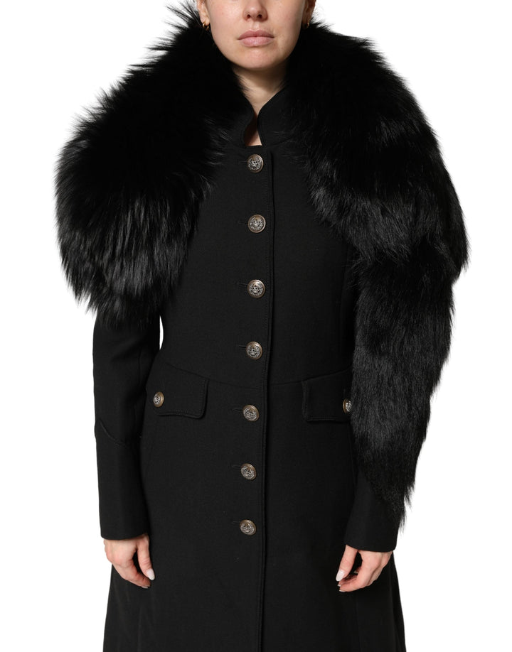 Dolce &amp; Gabbana Black Fox Fur Neck Wrap Warmer Winter Scarf