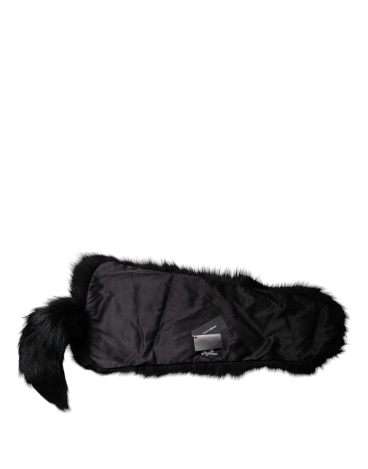 Dolce &amp; Gabbana Black Fox Fur Neck Wrap Warmer Winter Scarf