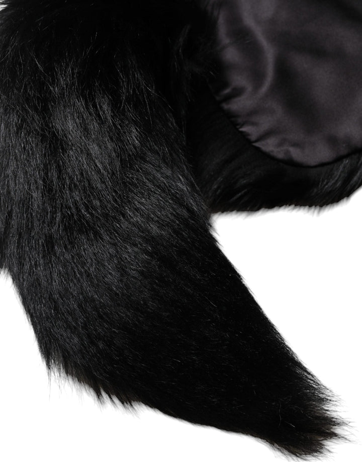 Dolce &amp; Gabbana Black Fox Fur Neck Wrap Warmer Winter Scarf