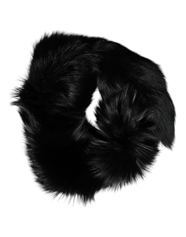 Dolce &amp; Gabbana Black Fox Fur Neck Wrap Warmer Winter Scarf