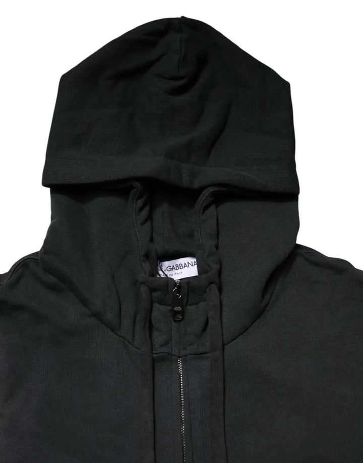Dolce &amp; Gabbana Black Full Zip Hooded Men Sweatshirt Sweater