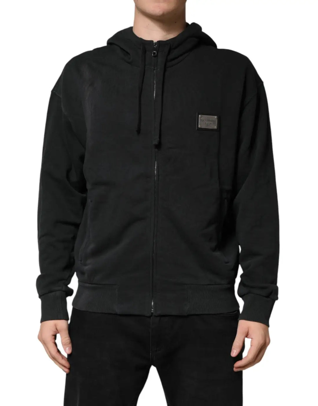 Dolce &amp; Gabbana Black Full Zip Hooded Men Sweatshirt Sweater