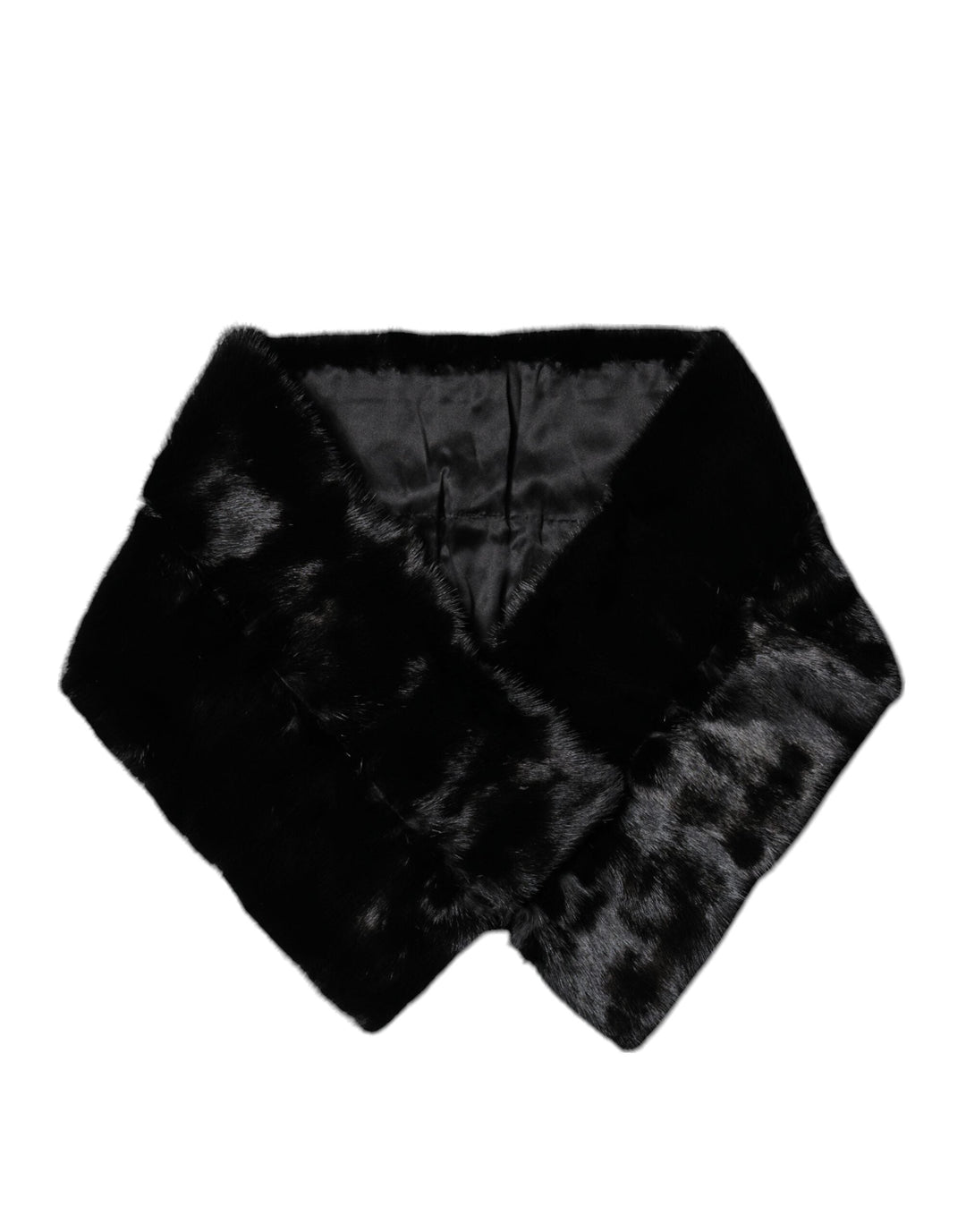Dolce &amp; Gabbana Black Fur Shawl Neck Wrap Cover Collar Scarf