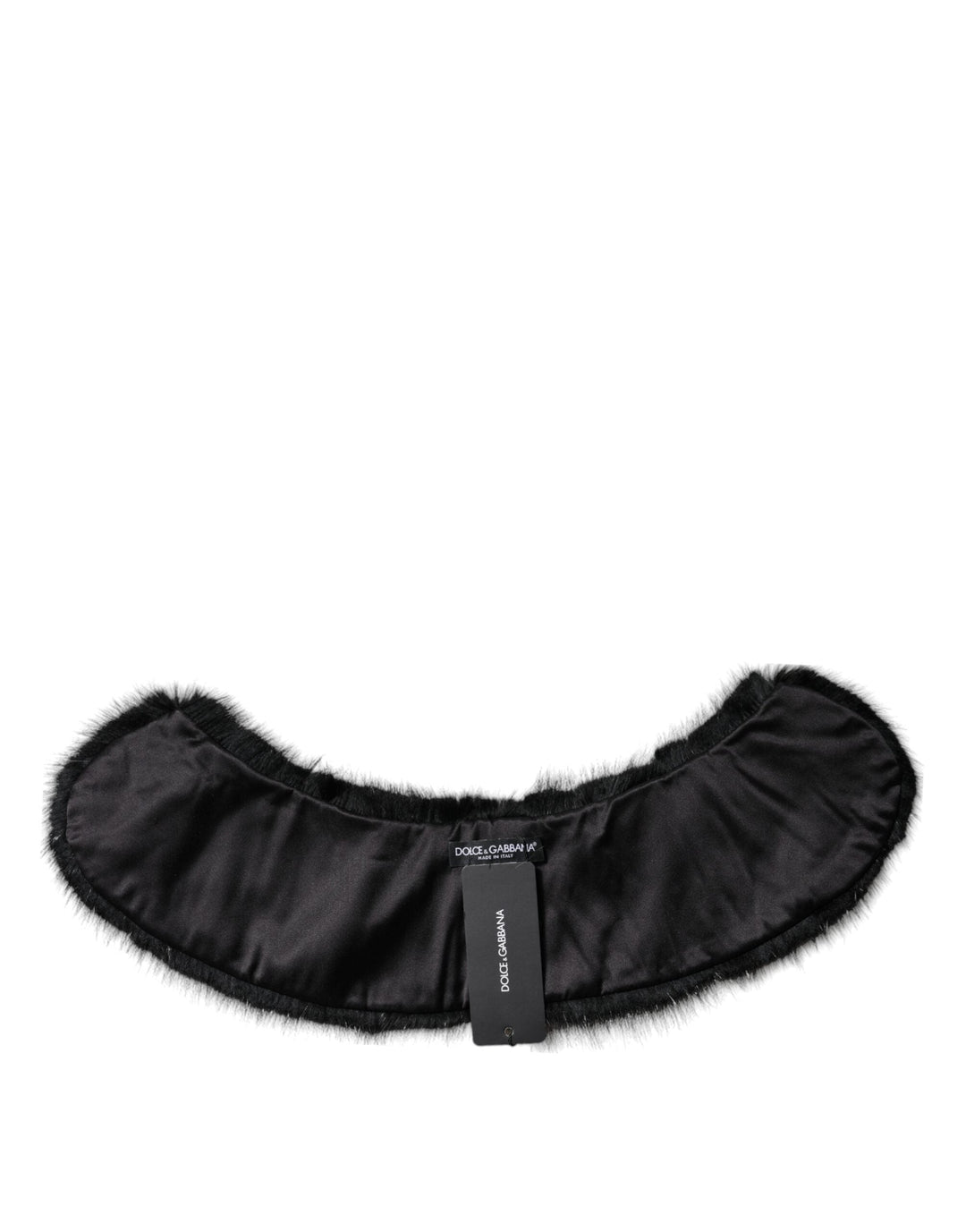 Dolce &amp; Gabbana Black Fur Shawl Neck Wrap Cover Collar Scarf