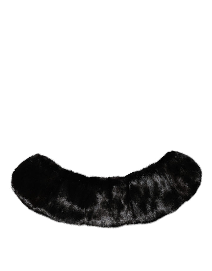 Dolce &amp; Gabbana Black Fur Shawl Neck Wrap Cover Collar Scarf