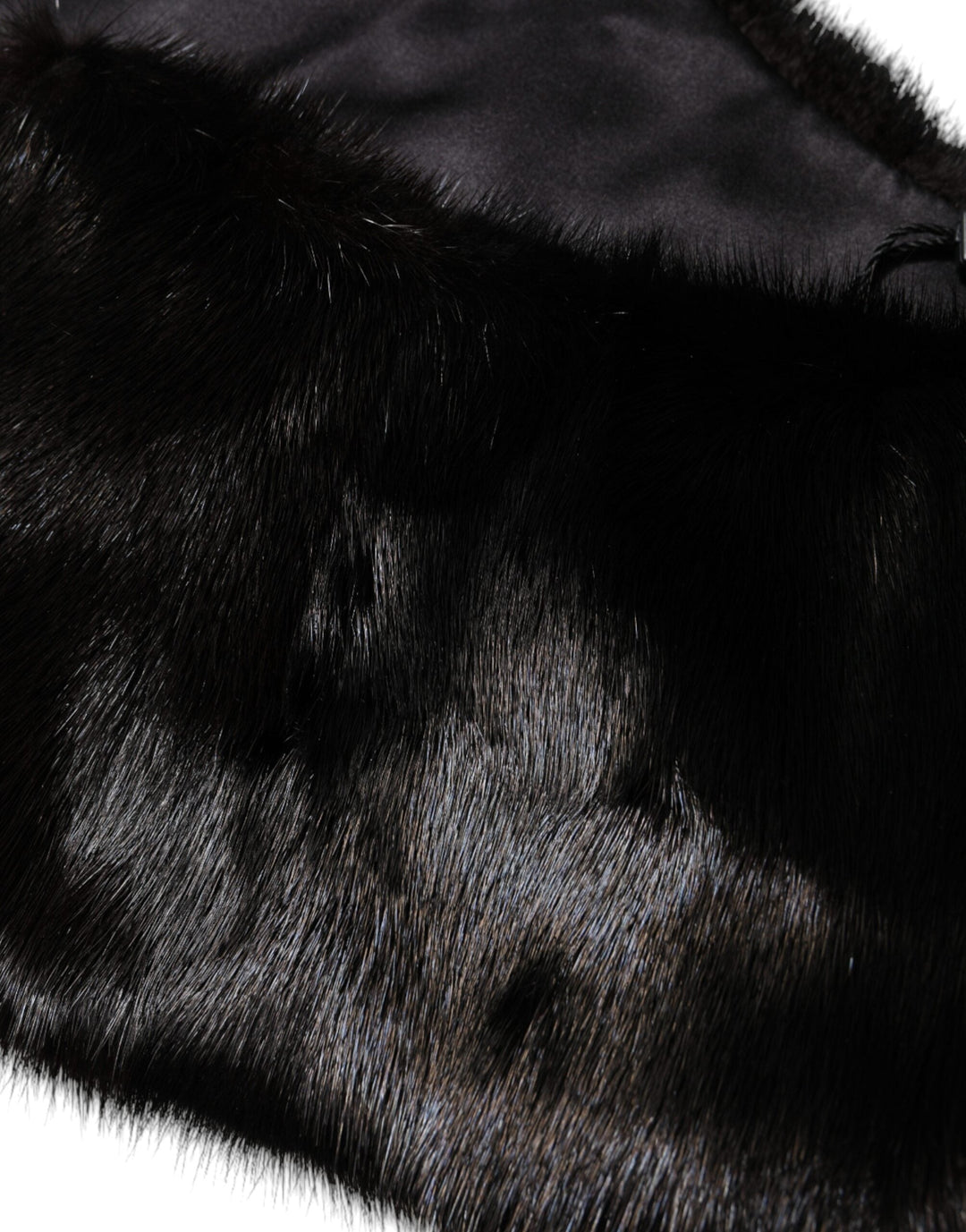 Dolce &amp; Gabbana Black Fur Shawl Neck Wrap Cover Collar Scarf