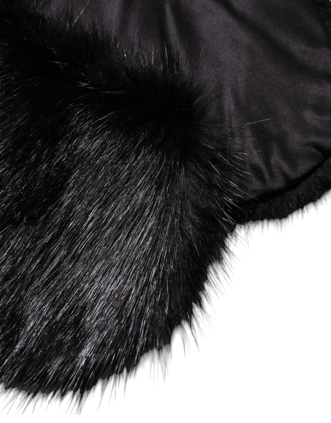 Dolce &amp; Gabbana Black Fur Shawl Neck Wrap Cover Collar Scarf