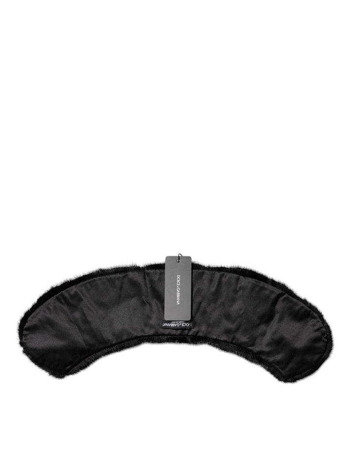 Dolce &amp; Gabbana Black Fur Shawl Neck Wrap Cover Collar Scarf