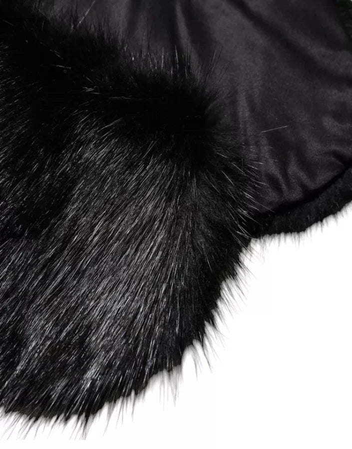 Dolce &amp; Gabbana Black Fur Shawl Neck Wrap Cover Collar Scarf