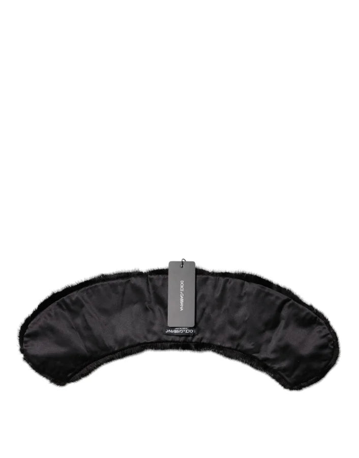 Dolce &amp; Gabbana Black Fur Shawl Neck Wrap Cover Collar Scarf